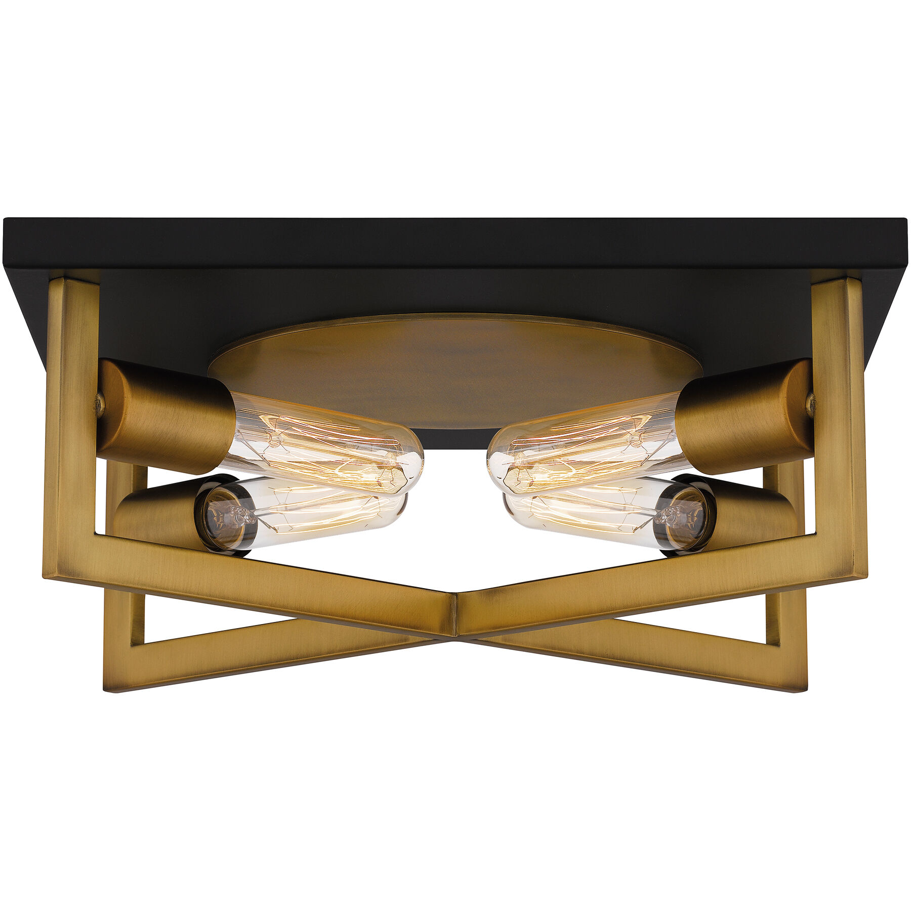 Brunson 4 Light 14 inch Aged Brass Flush Mount Ceiling Light