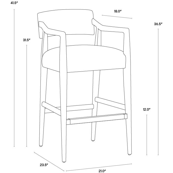 Keagan 41.5 inch Saloon Light Grey Leather Barstool
