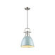 Duncan 1 Light 9 inch Pewter Mini Pendant Ceiling Light in Seafoam, Small