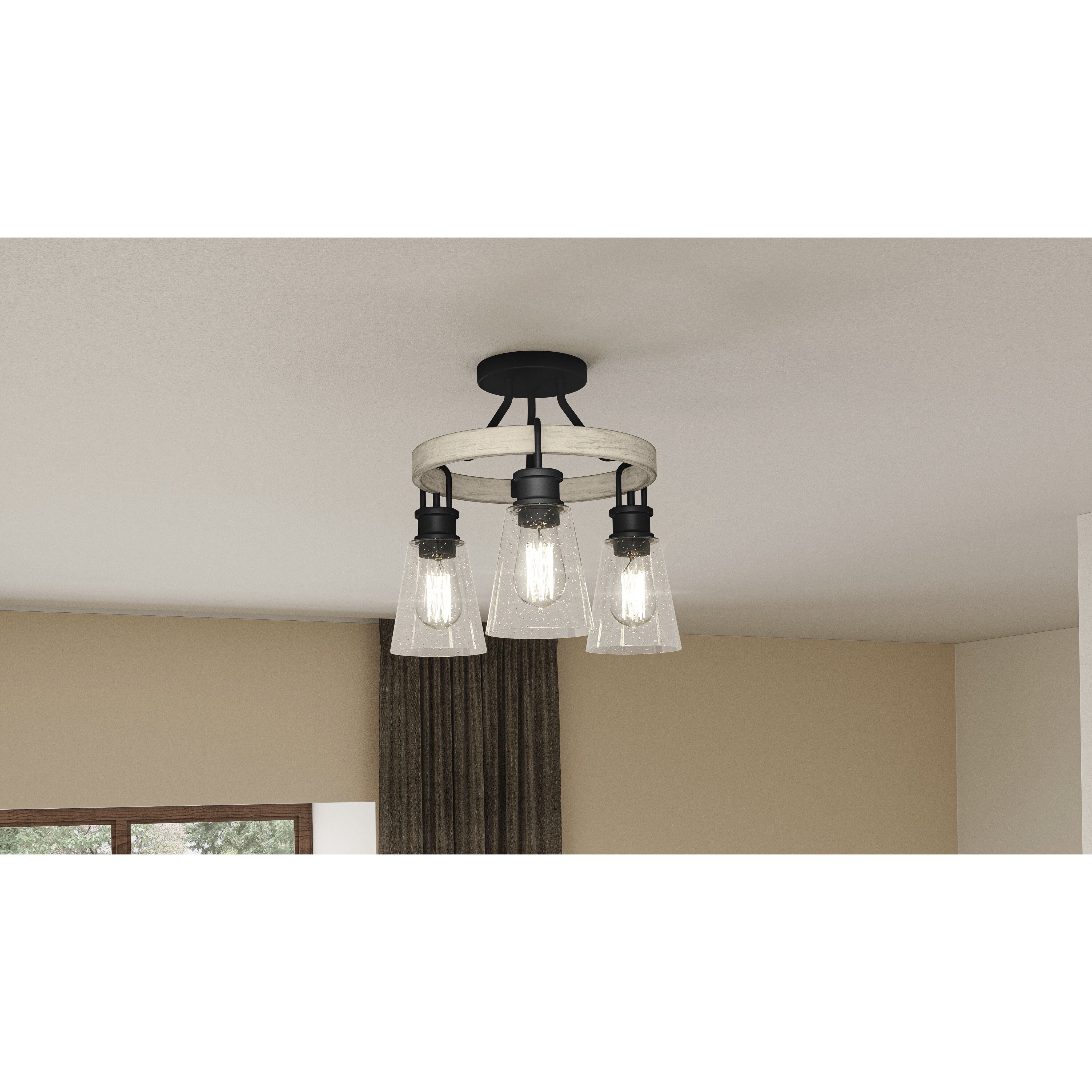 Kingsbridge 3 Light 16 inch Earth Black Semi-Flush Mount Ceiling Light