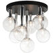 Stellar 7 Light 15 inch Black Flush Mount Ceiling Light in Black and Clear