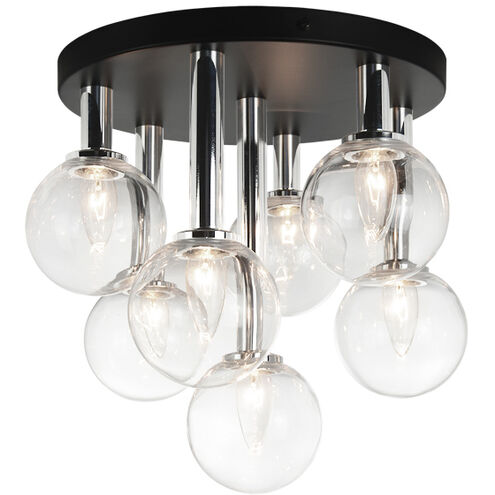Stellar 7 Light 15 inch Black Flush Mount Ceiling Light in Black and Clear