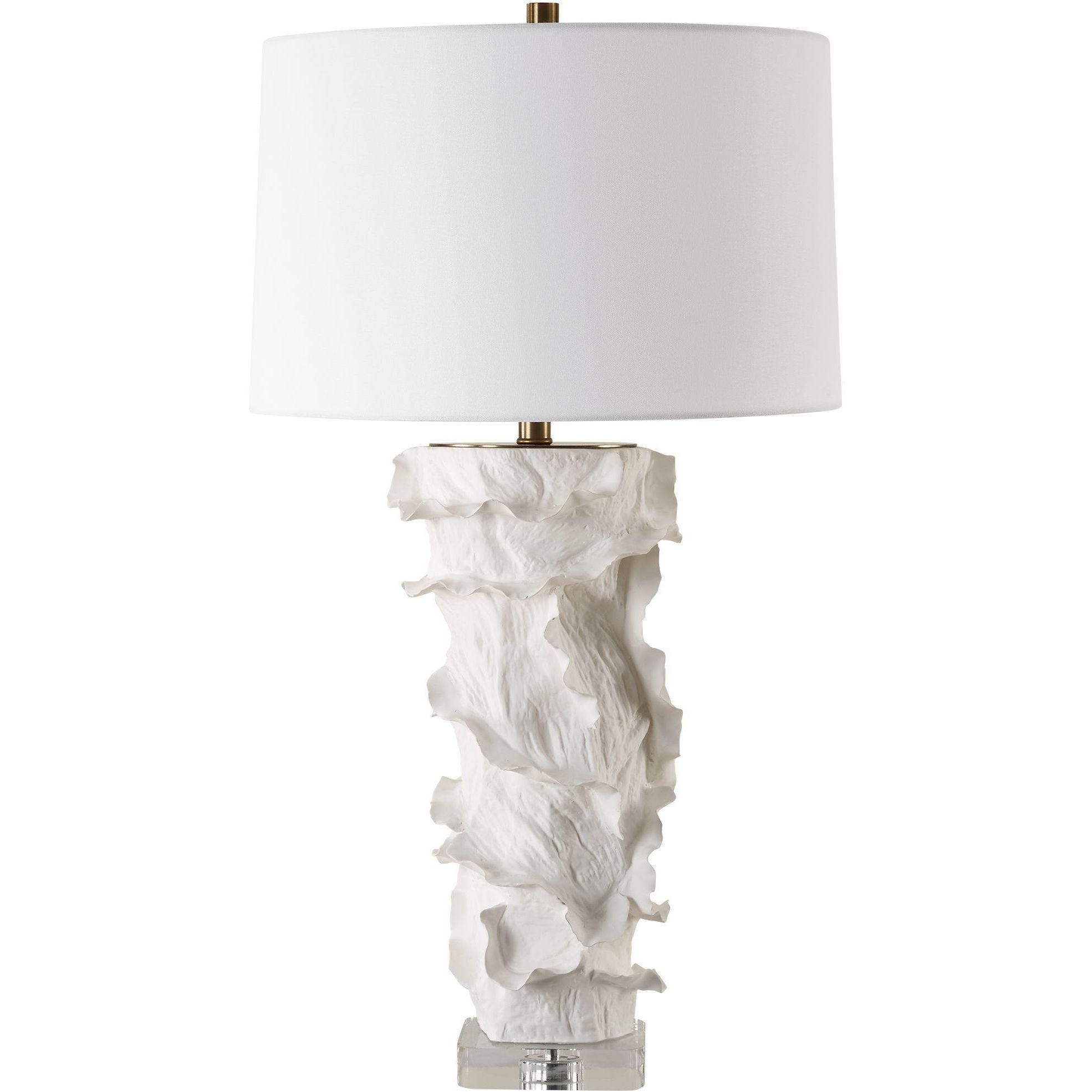 Wisp 32.5 inch 150.00 watt Satin White Glaze with Brass and Crystal Table Lamp Portable Light
