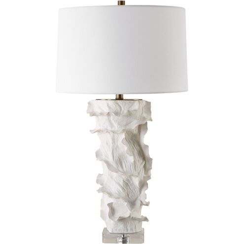 Wisp 32.5 inch 150.00 watt Satin White Glaze with Brass and Crystal Table Lamp Portable Light