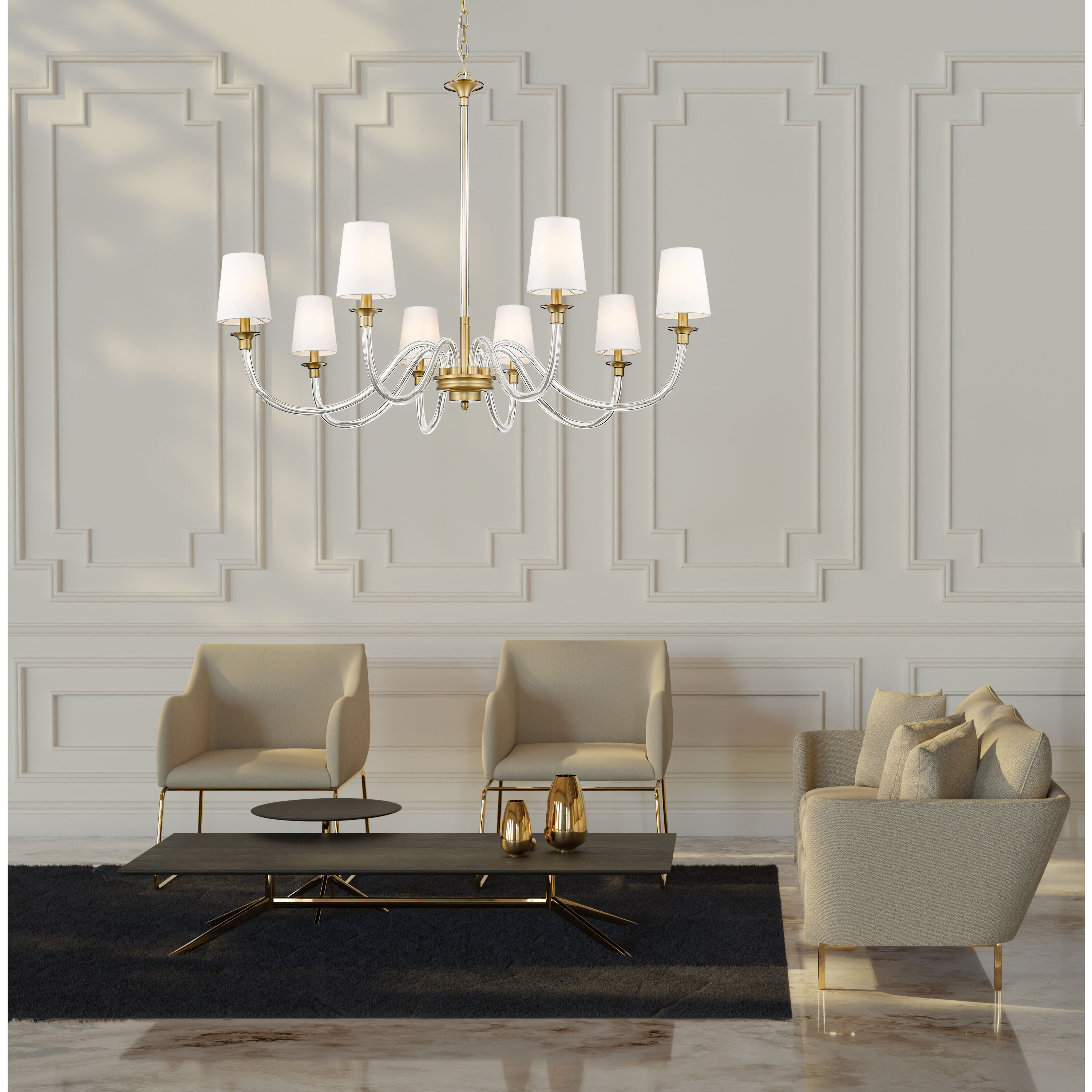 Katerina 8 Light 46 inch Rubbed Brass Chandelier Ceiling Light