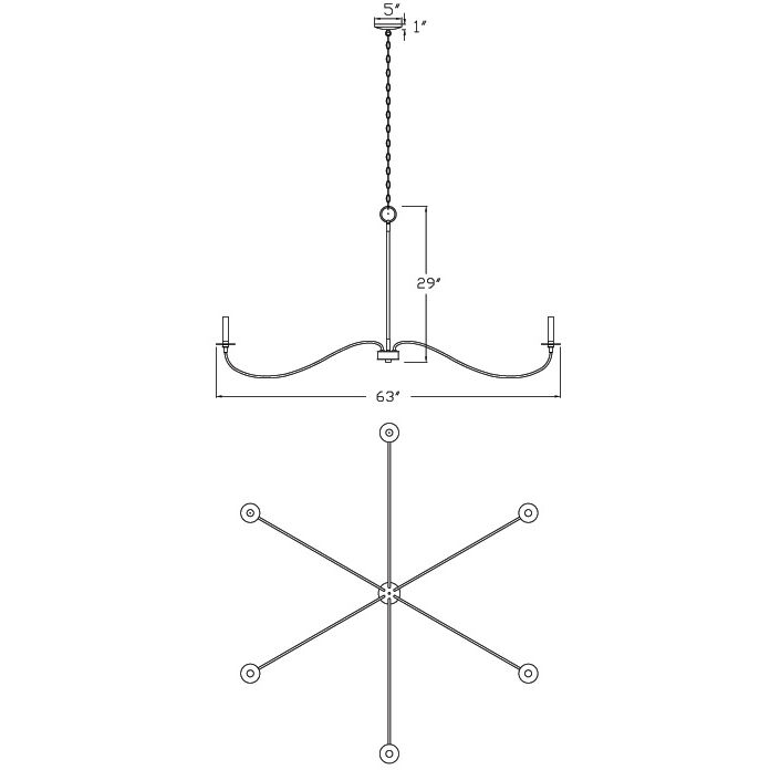 Arrington 6 Light 63 inch Matte Black Chandelier Ceiling Light