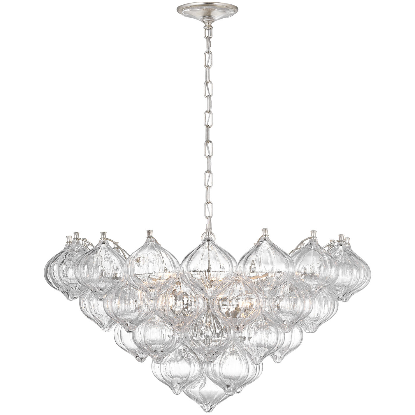 Julie Neill Caselli LED 35.5 inch Burnished Silver Leaf Basket Chandelier Ceiling Light