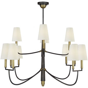 Thomas O'Brien Farlane 12 Light 48 inch Bronze with Antique Brass Chandelier Ceiling Light in Linen, Bronze and Hand-Rubbed Antique Brass, Large