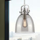 Newton Bell 1 Light 10 inch Satin Nickel Mini Pendant Ceiling Light in Light Smoke Glass