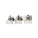 Hines 3 Light 25 inch Chrome Bath Vanity Wall Light in Seeded Glass