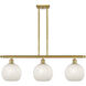 Ballston White Mouchette 3 Light 36 inch Satin Gold Stem Hung Island Light Ceiling Light