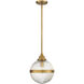 Modern 1 Light 10 inch Natural Brass Mini-Pendant Ceiling Light