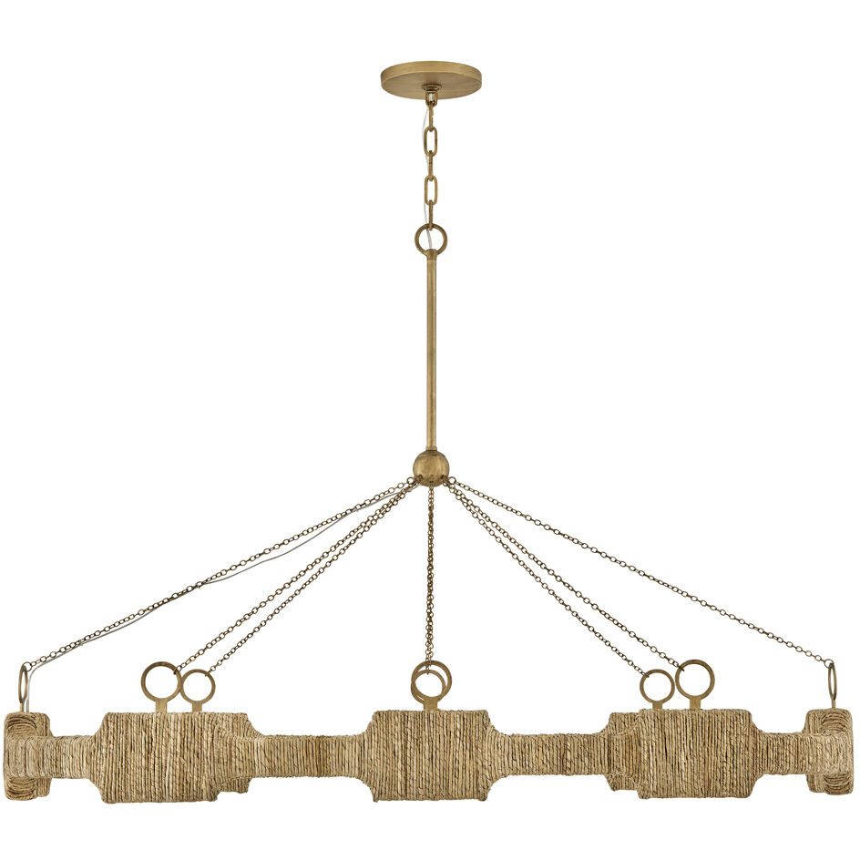 Raffi LED 52 inch Burnished Gold Chandelier Ceiling Light, Linear & Oval