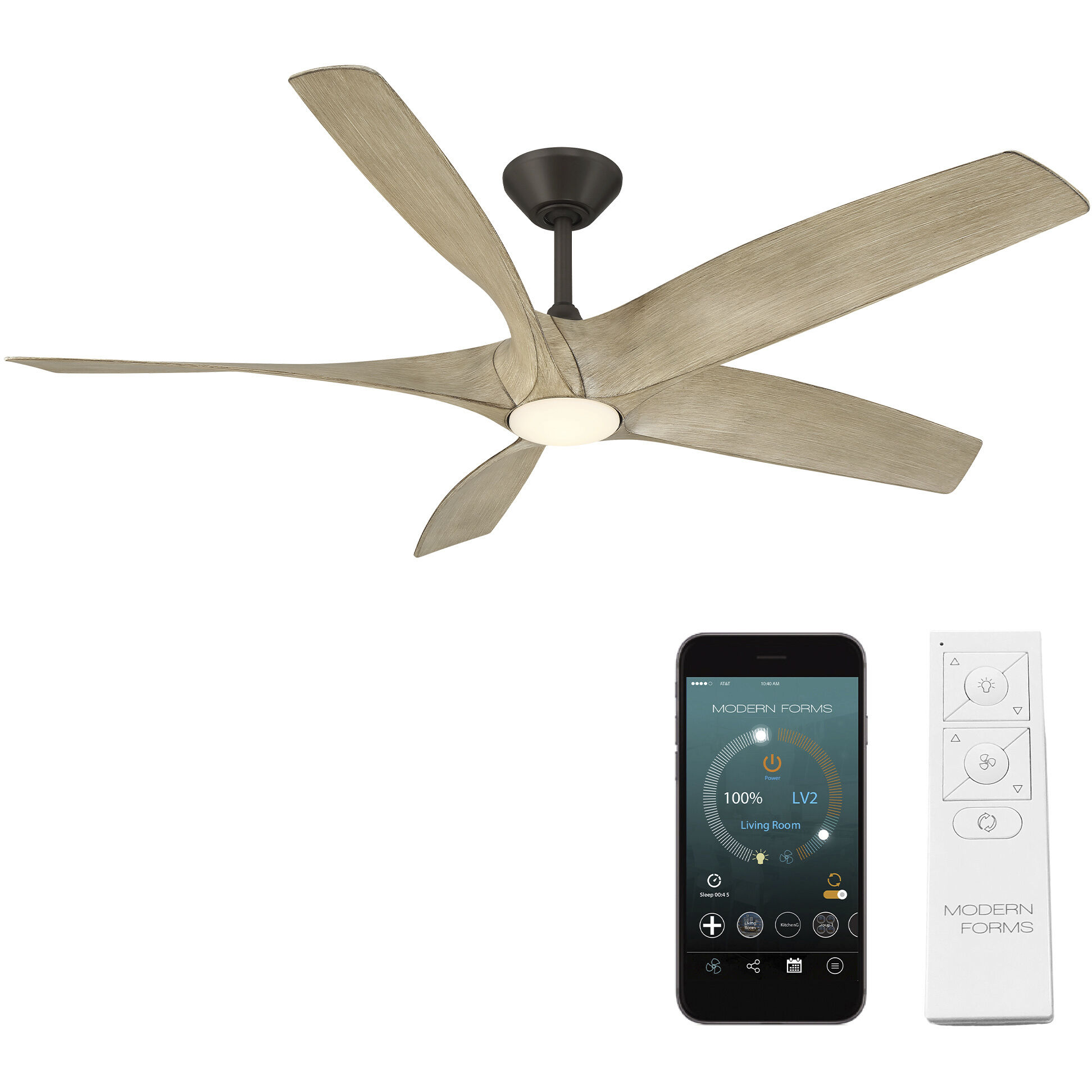 Zephyr 5 62 inch Bronze White Oak with White Oak Blades Ceiling Fan