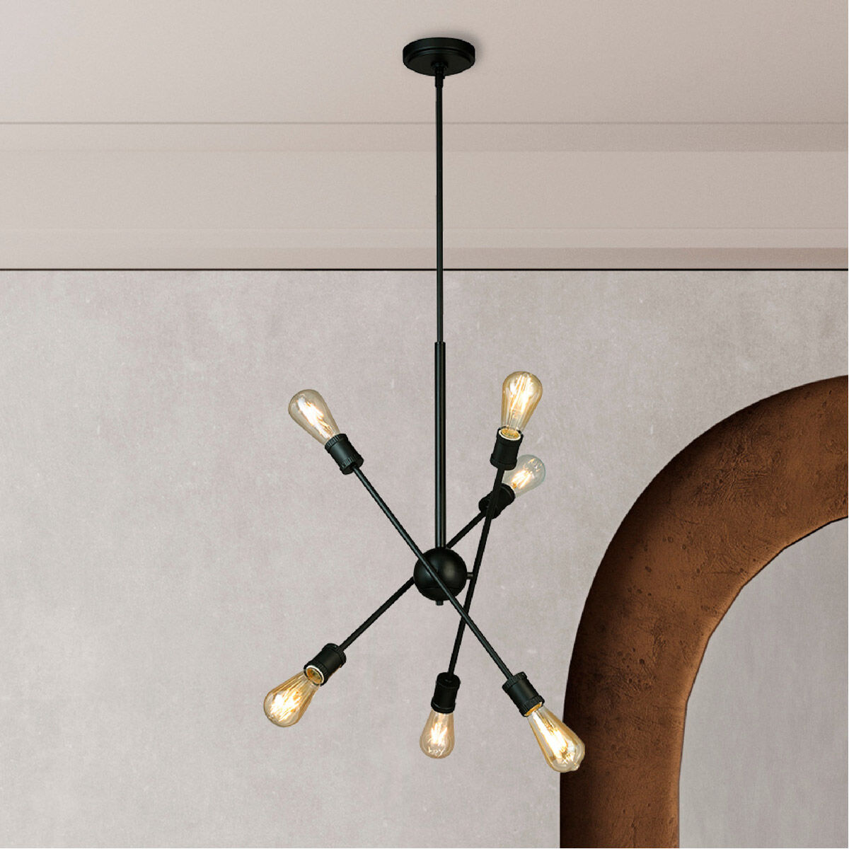 Etris Row 6 Light 22.99 inch Black Pendant Ceiling Light