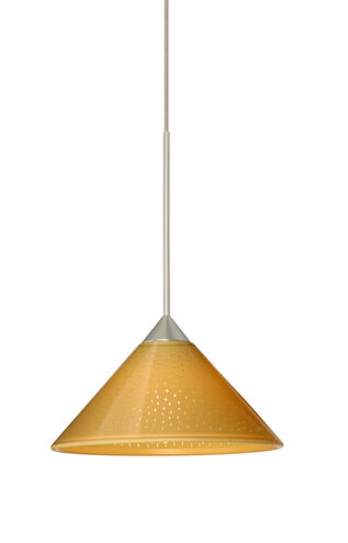 Kona 1 Light Satin Nickel Pendant Ceiling Light in Mango Starpoint Glass, Halogen