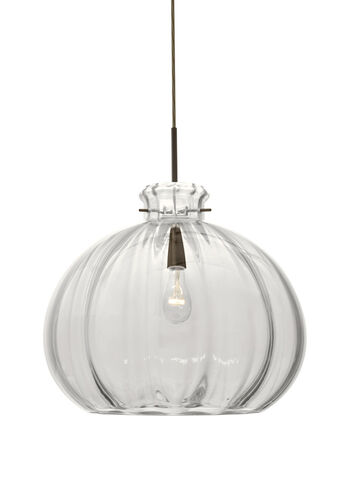 Pinta 1 Light Bronze Pendant Ceiling Light in Clear Pinta Glass