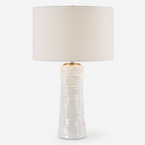 Pavlova 27.6 inch 150.00 watt Glossy White Glaze and Brushed Antique Brass Table Lamp Portable Light