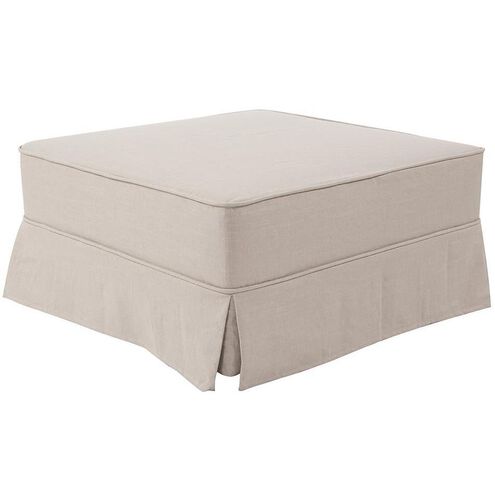 Universal 18 inch Natural Skirted Ottoman, 36in Square, The Linen Collection