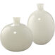 Minx 10 X 7.75 inch Vases in White Glass, Set of 2