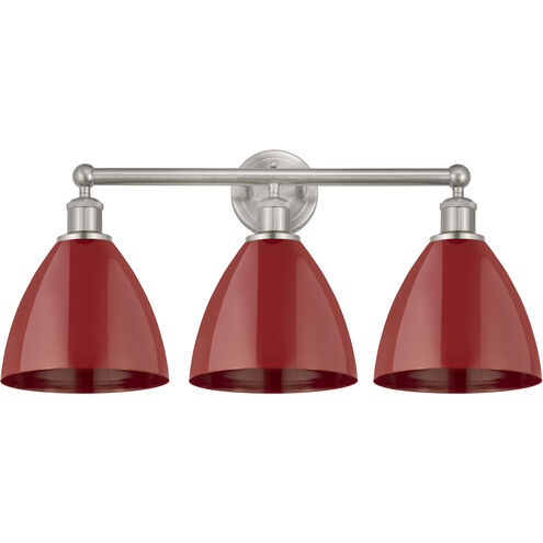 Edison Plymouth Dome 3 Light 26 inch Brushed Satin Nickel Bath Vanity Light Wall Light in Red