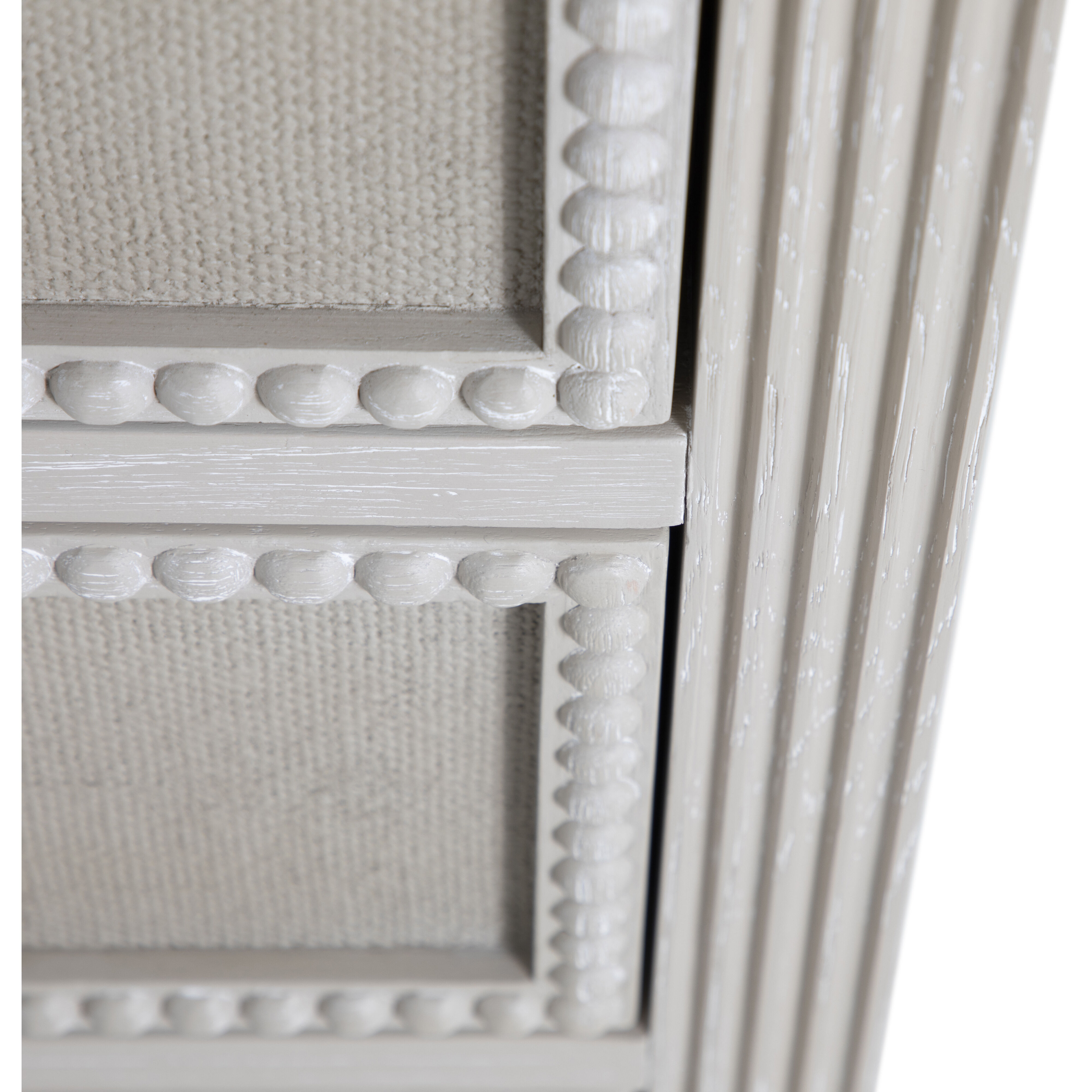 Caroline Cerused White and Painted Burlap Chest