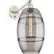 Ballston Vaz Armed Sconce Wall Light in Brushed Satin Nickel, Light Smoke Glass