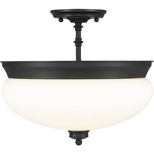 Amon 3 Light 15 inch Matte Black Semi Flush Mount Ceiling Light in 6