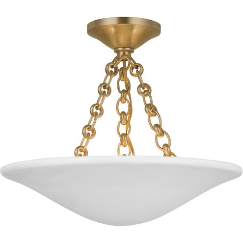 AERIN Mollino LED 16 inch Hand-Rubbed Antique Brass Semi-Flush Mount Ceiling Light