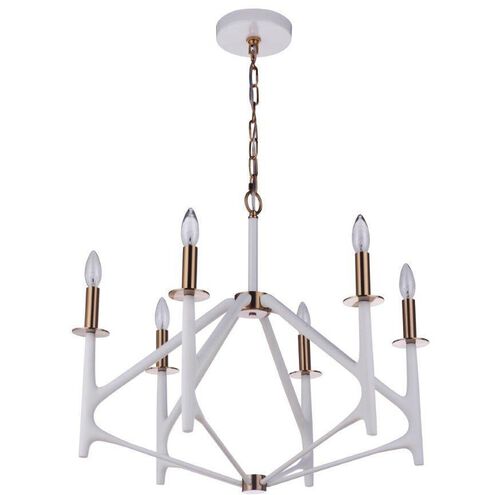 The Reserve LED 26.63 inch Matte White/Satin Brass Chandelier Ceiling Light