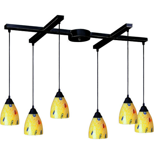 Classico 6 Light 17 inch Dark Rust Mini Pendant Ceiling Light in Yellow Blaze