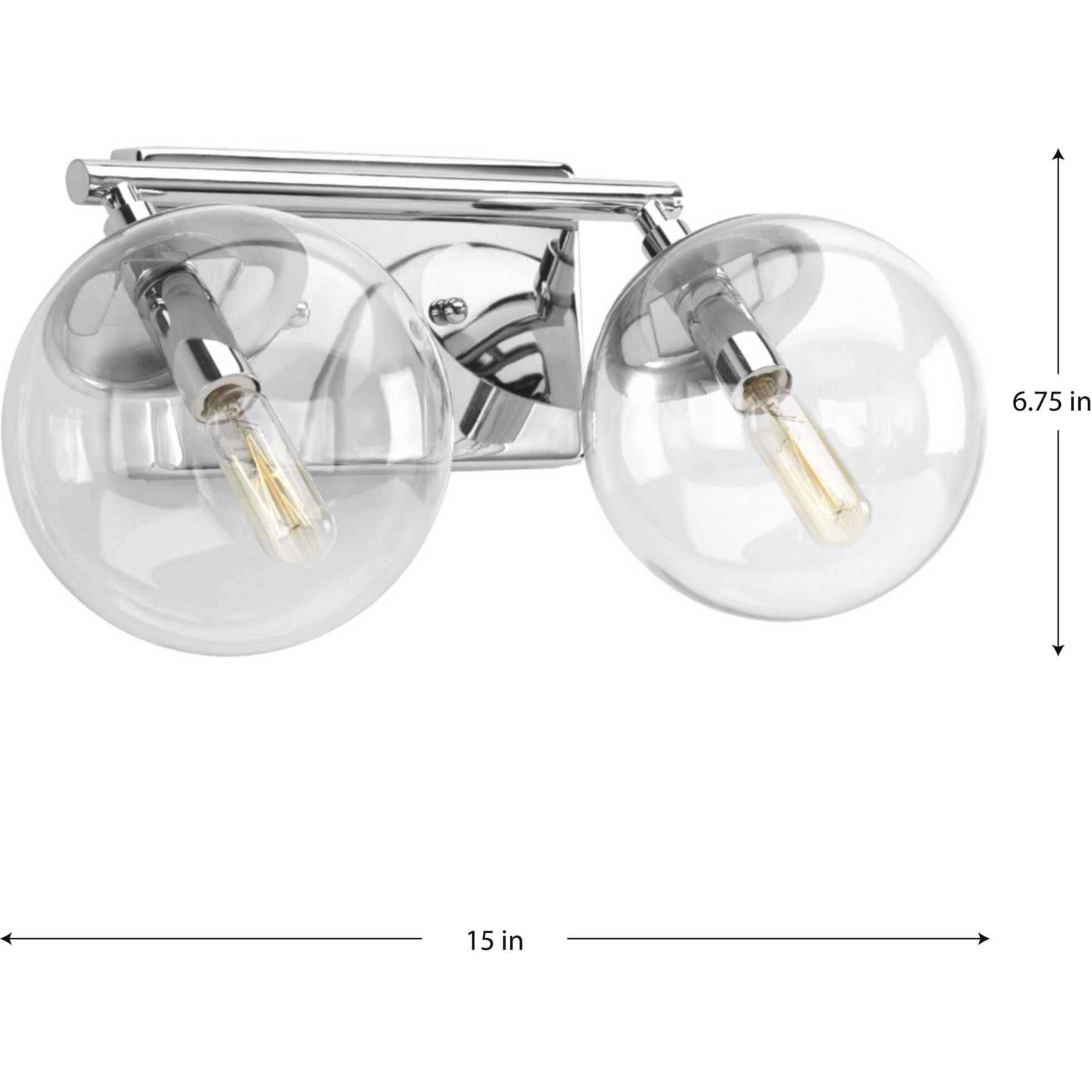 Mod 2 Light 15 inch Polished Chrome Bath Vanity Wall Light, Design Series
