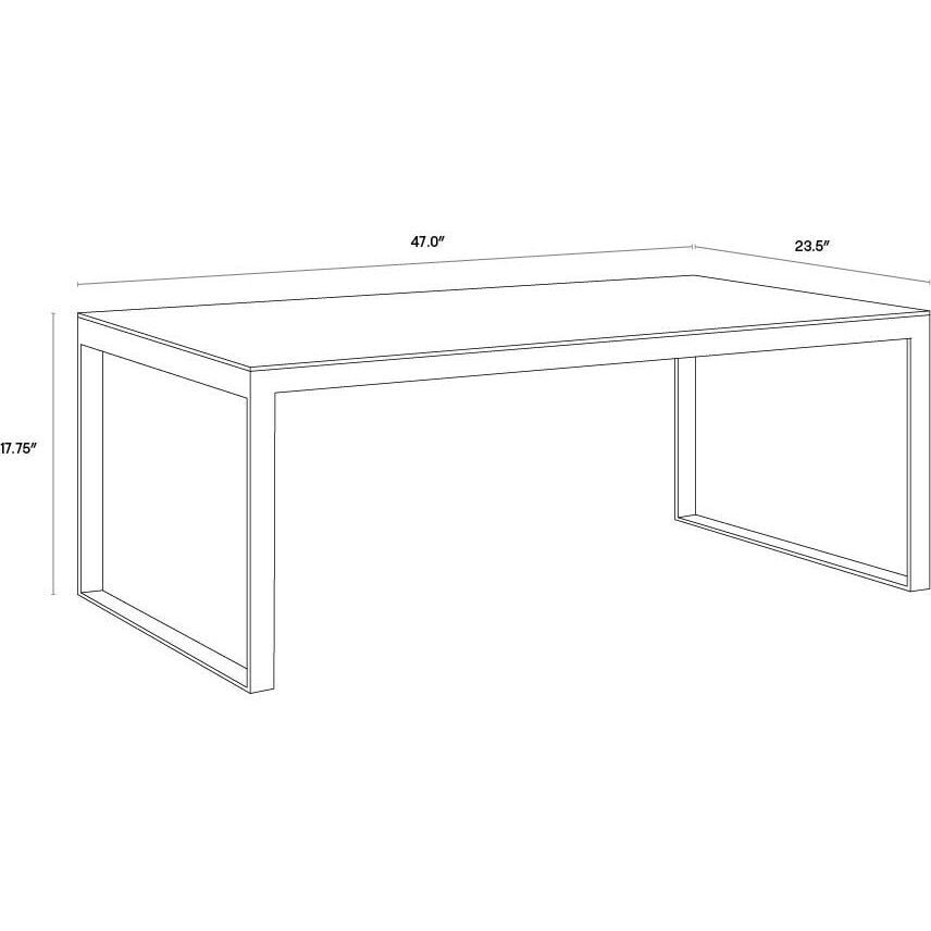 Evert 47 X 23.5 inch White / Antique Brass Coffee Table, High