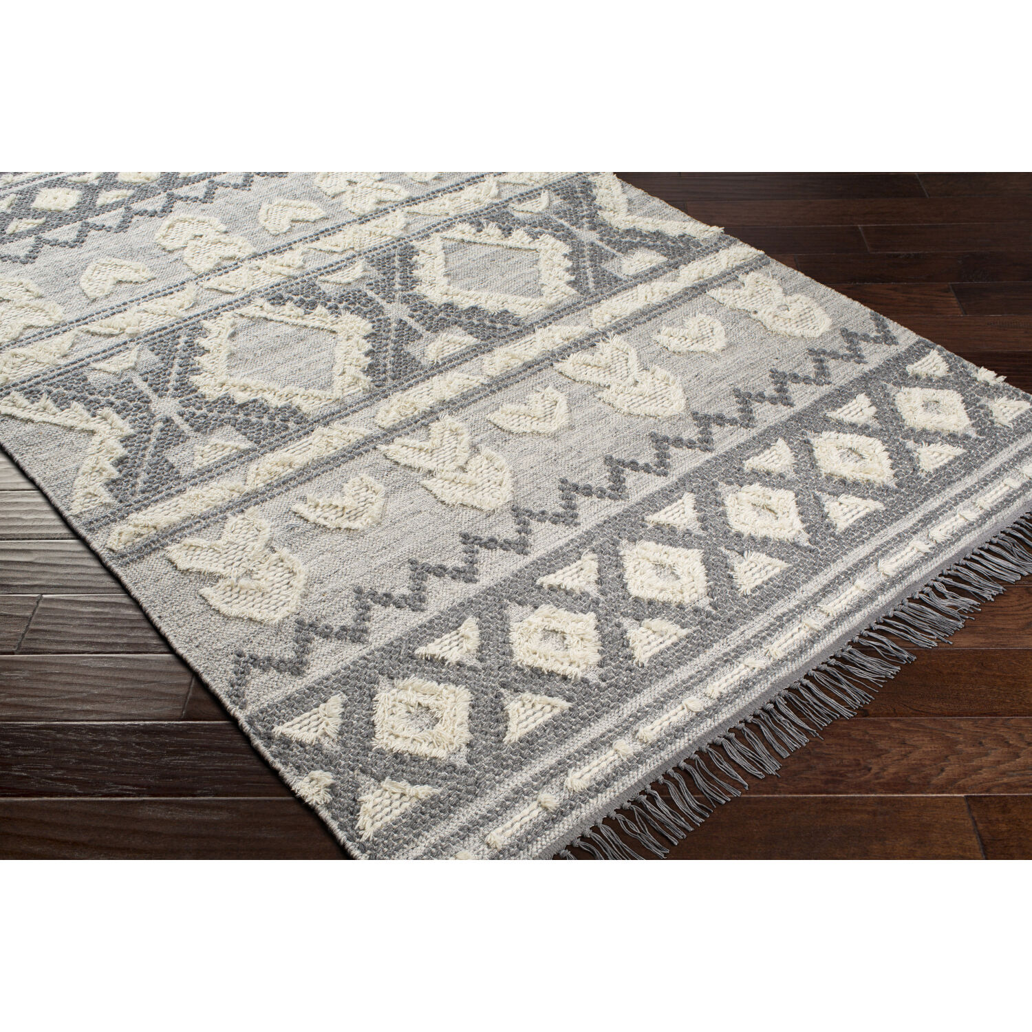 Cheyenne 120 X 96 inch Charcoal/Oatmeal/White/Cream Handmade Rug