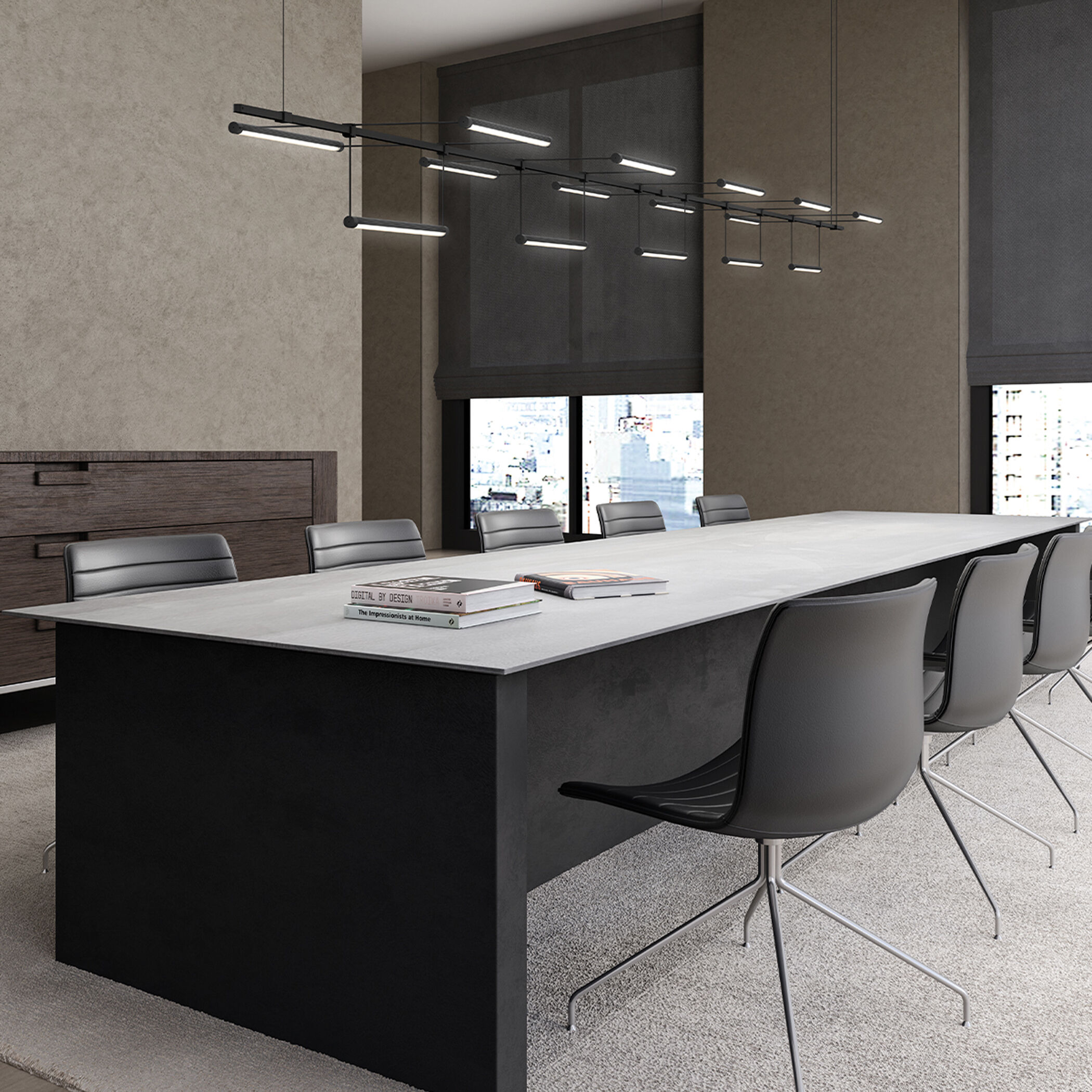 Suspenders LED 97 inch Satin Black Pendant Ceiling Light