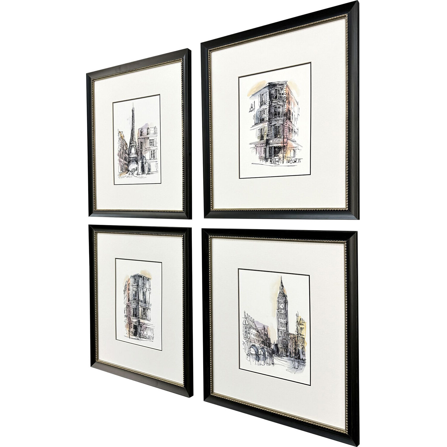 European Journal Black and Gray and Multi and Purple Framed Art