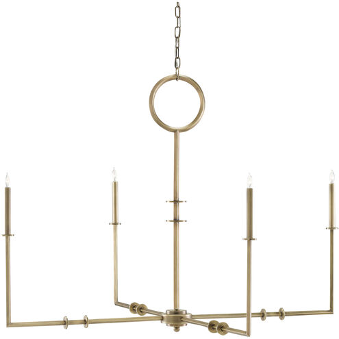 Rogue 4 Light 49 inch Antique Brass Chandelier Ceiling Light