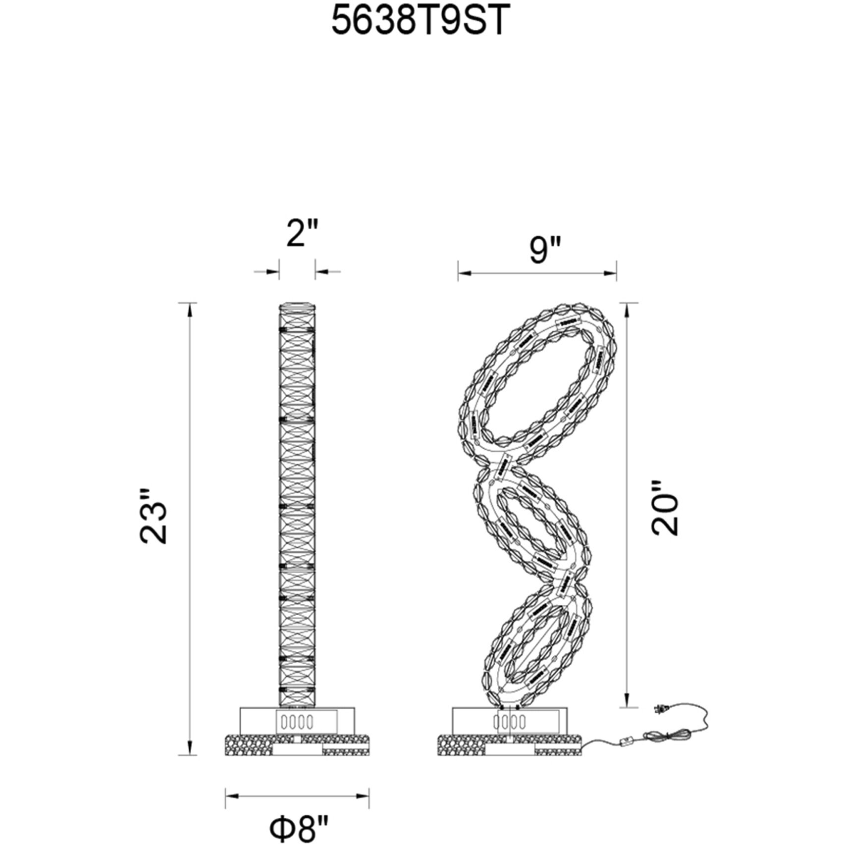Balanced 23 inch 1.00 watt Chrome Table Lamp Portable Light