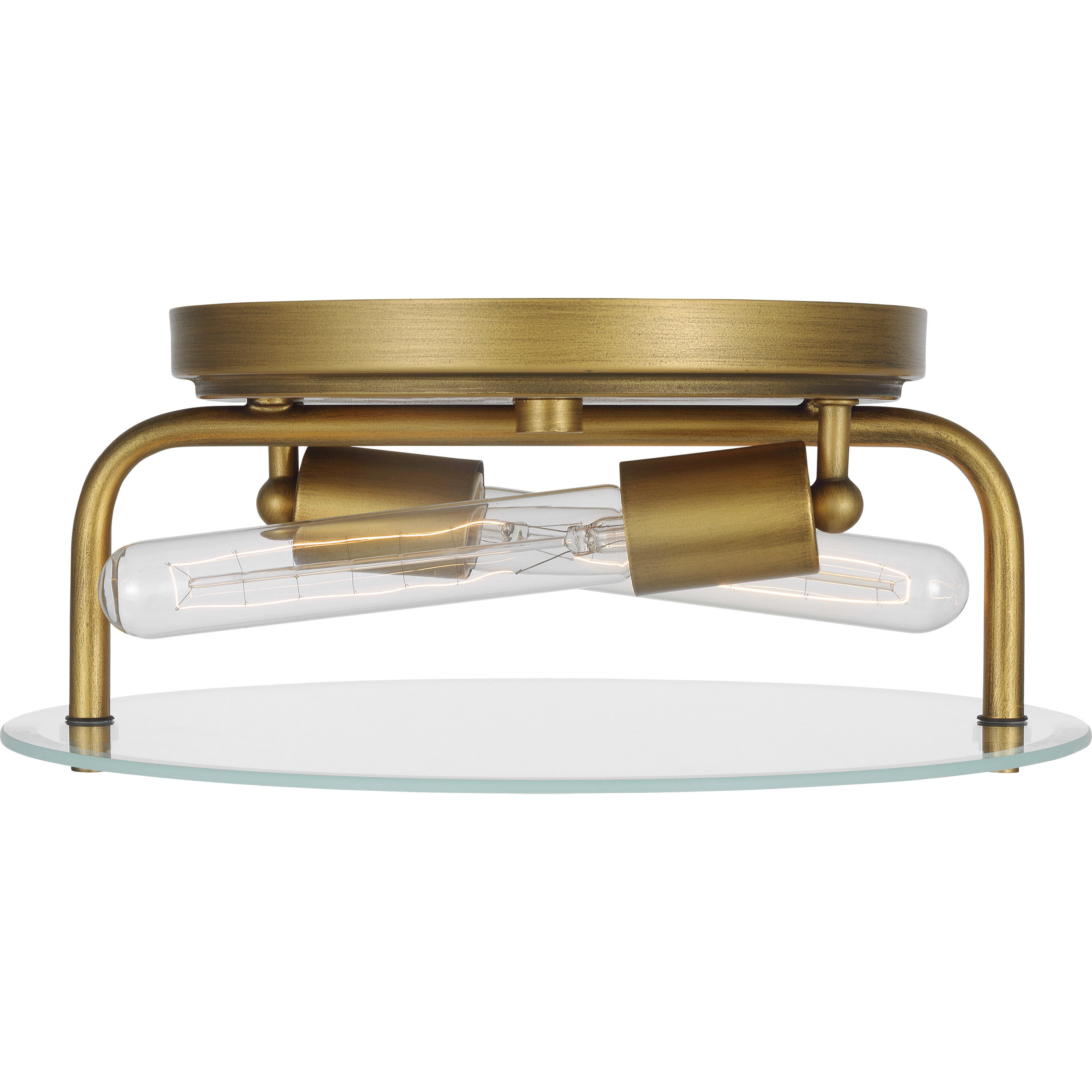 Teton 2 Light 13 inch Natural Brass Flush Mount Ceiling Light