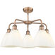 Bristol Glass 5 Light 25.5 inch Antique Copper Chandelier Ceiling Light in Matte White Glass