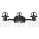 Yep Duncan Vanity Wall Light in Matte Black, Clear Glass