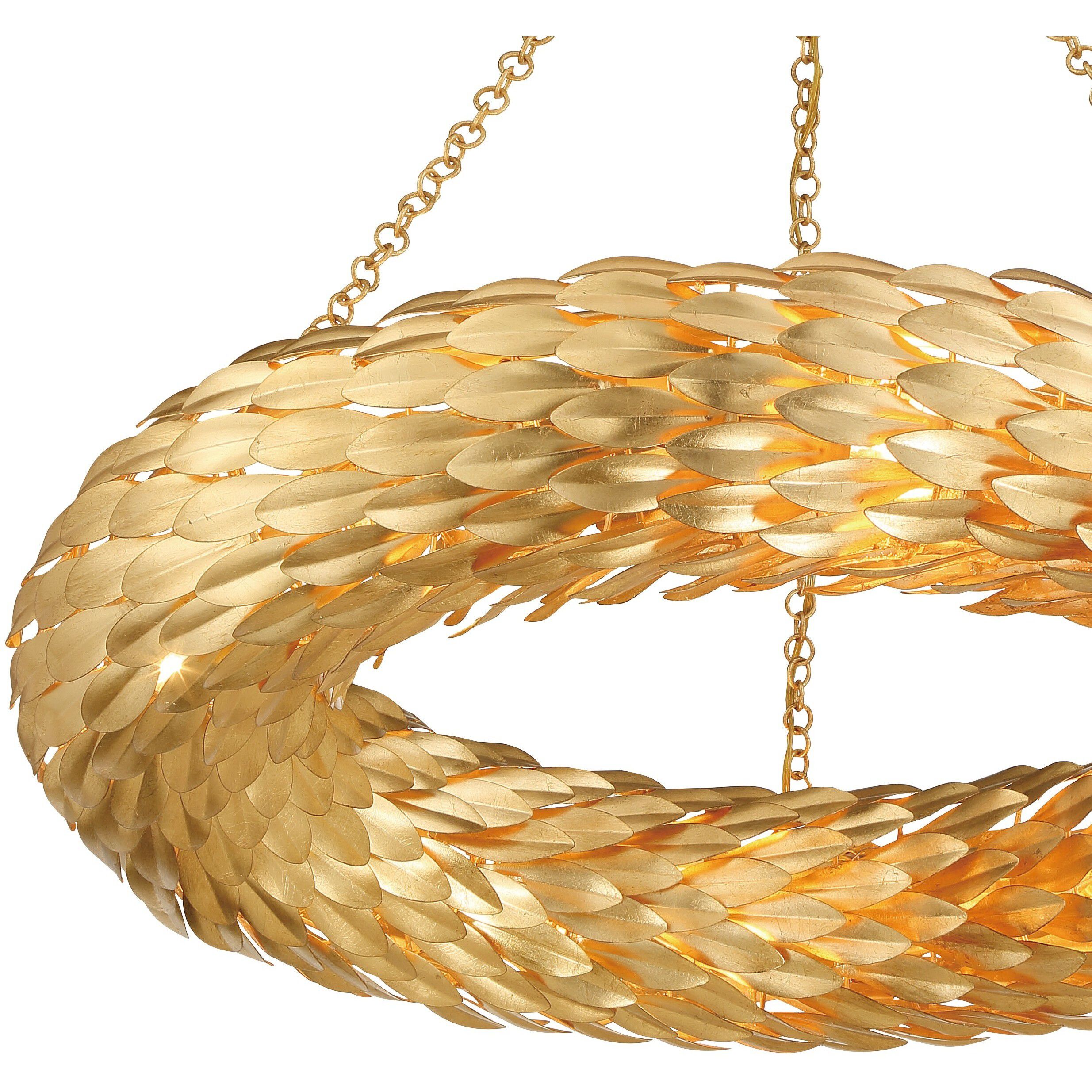 Broche 8 Light 33.5 inch Antique Gold Semi Flush Ceiling Light