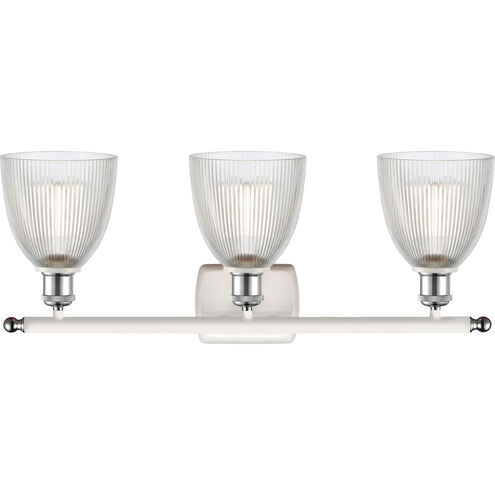 Ballston Castile 3 Light 26 inch White and Polished Chrome Bath Vanity Light Wall Light in Clear Glass, Ballston
