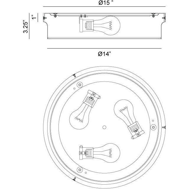 Ciotola 3 Light 15 inch Chrome Flush Mount Ceiling Light