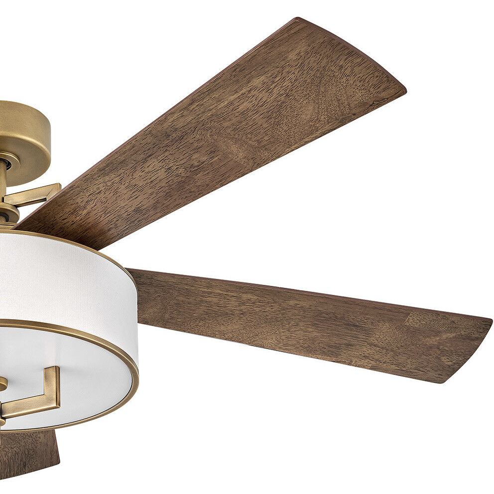 Hampton 56 inch Heritage Brass with Matte White, Birch Blades Fan