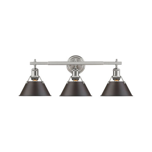 Orwell 3 Light 27 inch Pewter Bath Vanity Wall Light in Rubbed Bronze