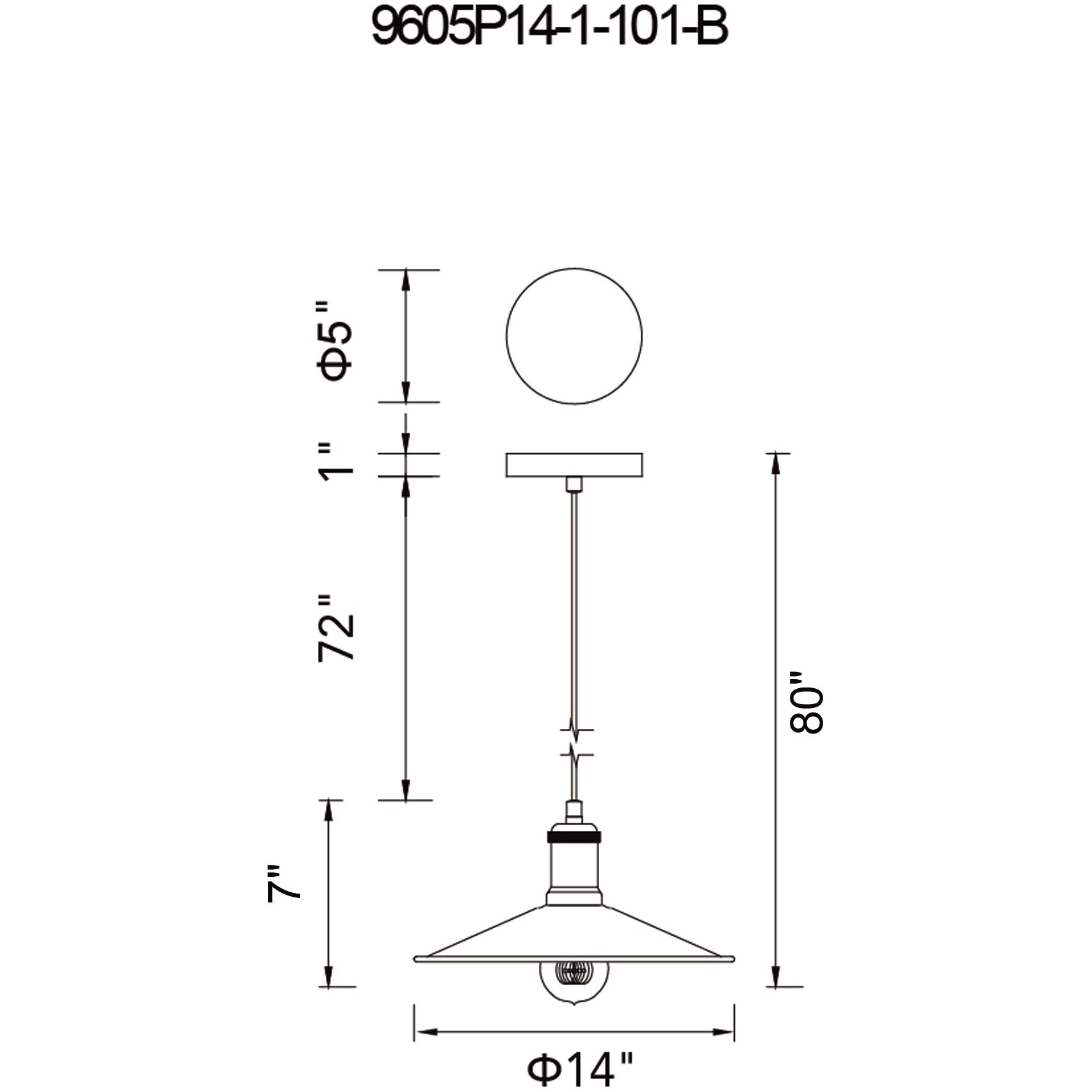 Brave 1 Light 14 inch Black Mini Pendant Ceiling Light