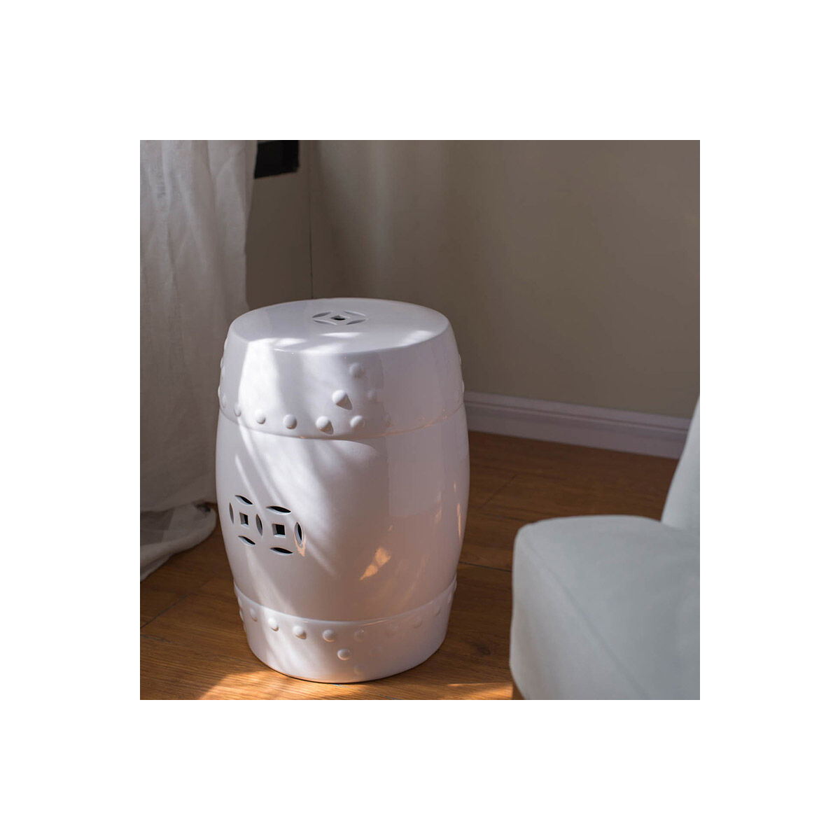 Zella 18 inch White Stool