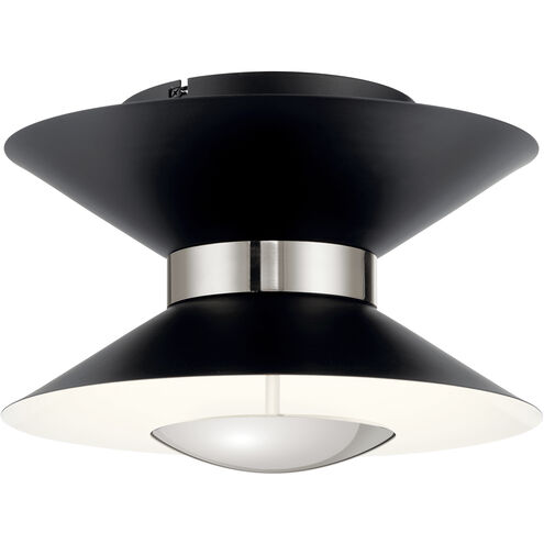 Kordan LED 14 inch Matte Black Semi Flush Mount Ceiling Light in Black and Polished Nickel