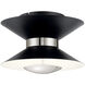 Kordan LED 14 inch Matte Black Semi Flush Mount Ceiling Light in Black and Polished Nickel